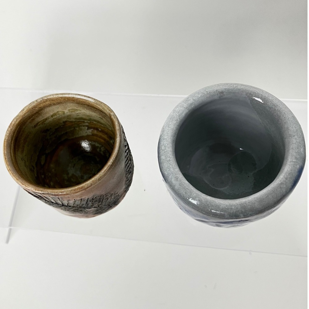 Handmade Studio Pottery Salt Cellars Pinch Bowls Toothpick Match Bowls Set of 2 - Picture 5 of 8